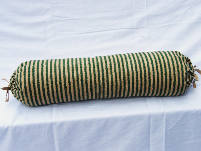 Green / beige stripe bolster cushions pillow sham throw Etsy