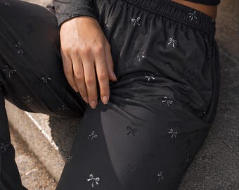 Ghost Bow Pajama Pants • Premium Dark Lounge Pants • Subtle Pattern Sleepwear • Minimal Unisex Streetwear