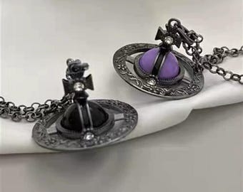 Große Saturnkugel Gothic Punk Halskette