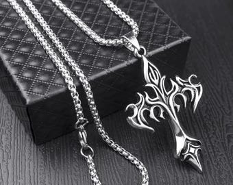Gothic Flame Cross Chain / Necklace