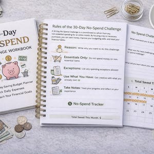 30 Day No-Spend Challenge Workbook | Money Saving Budget Planner (PDF)
