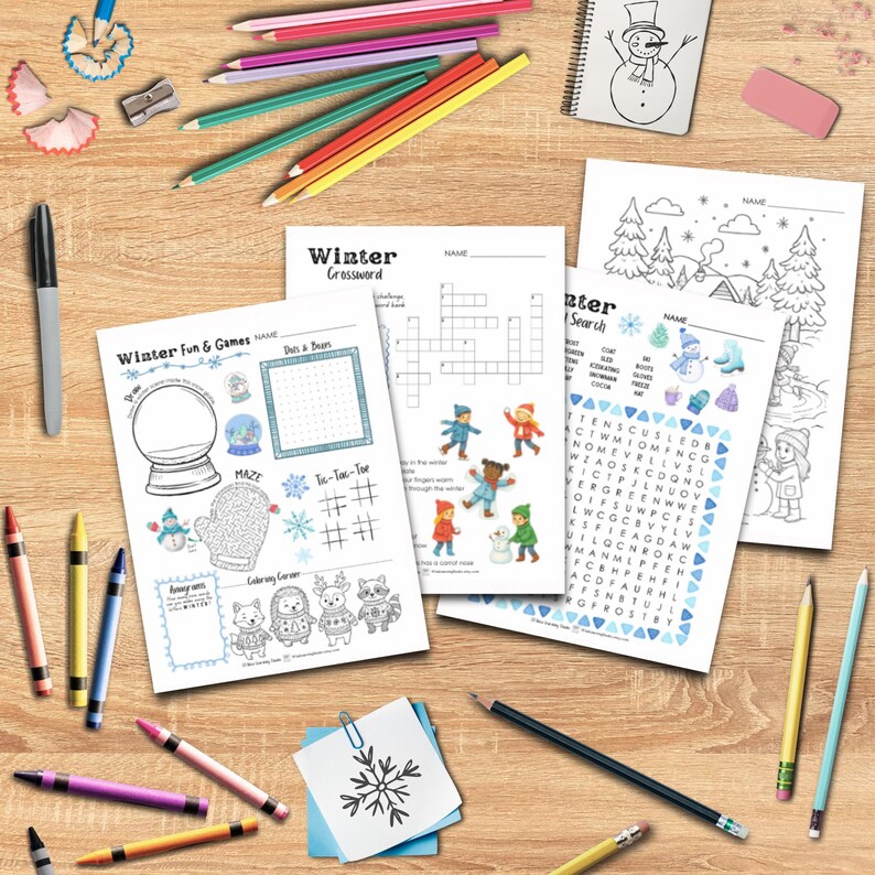 Winter Fun Activity Pack Printable Worksheets | Digital Download PDF ...
