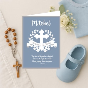 Catholic Baptism Card | Christian Baptism Card | Boy Baptism Card | Baptismal Card | Christening