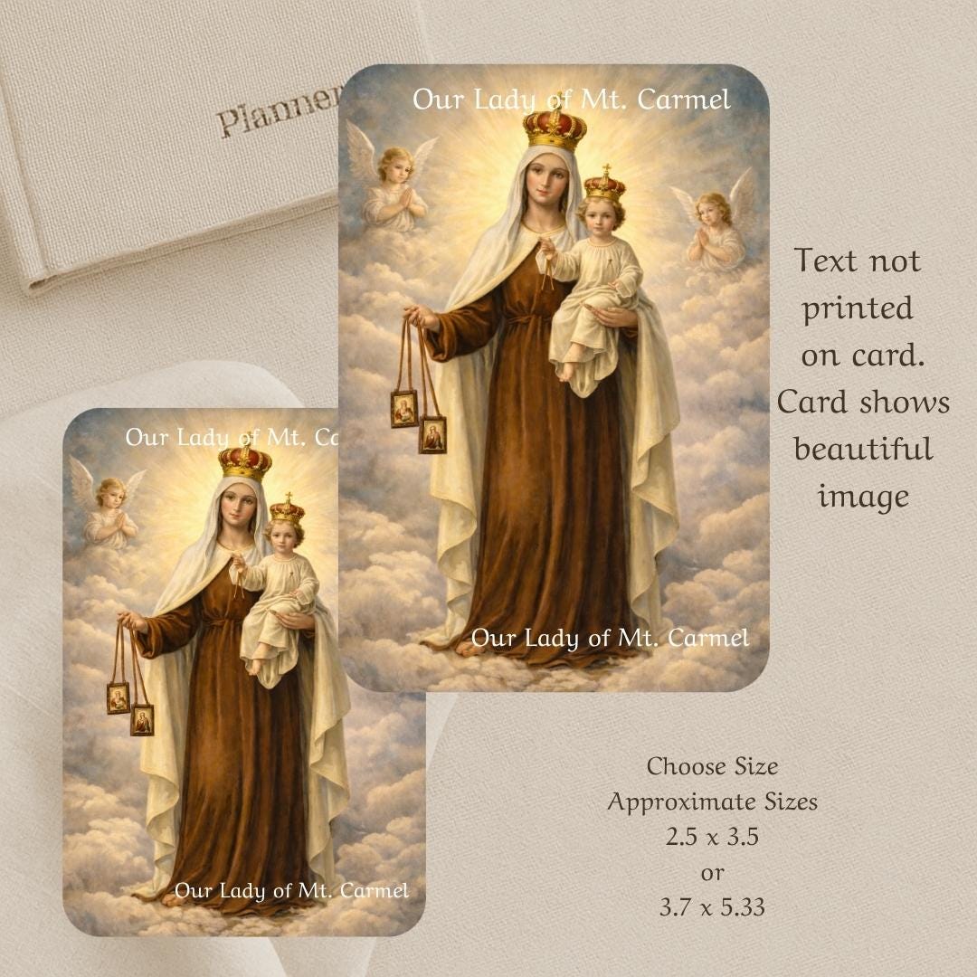 Our Lady of Mount Carmel Prayer Cards (2) Catholic Marian Prayer Card ...