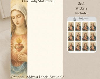 Conjunto de Papelaria Nossa Senhora | Kit Católico para Escrita de Cartas Marianas