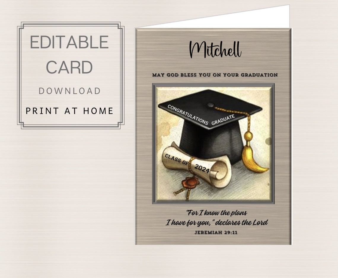 EDITABLE &amp; PRINTABLE Instant Download Catholic Graduation / Christian ...