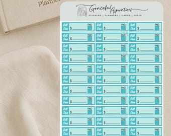 Bill Due Stickers - For Erin Condren, Happy Planner, All Planners