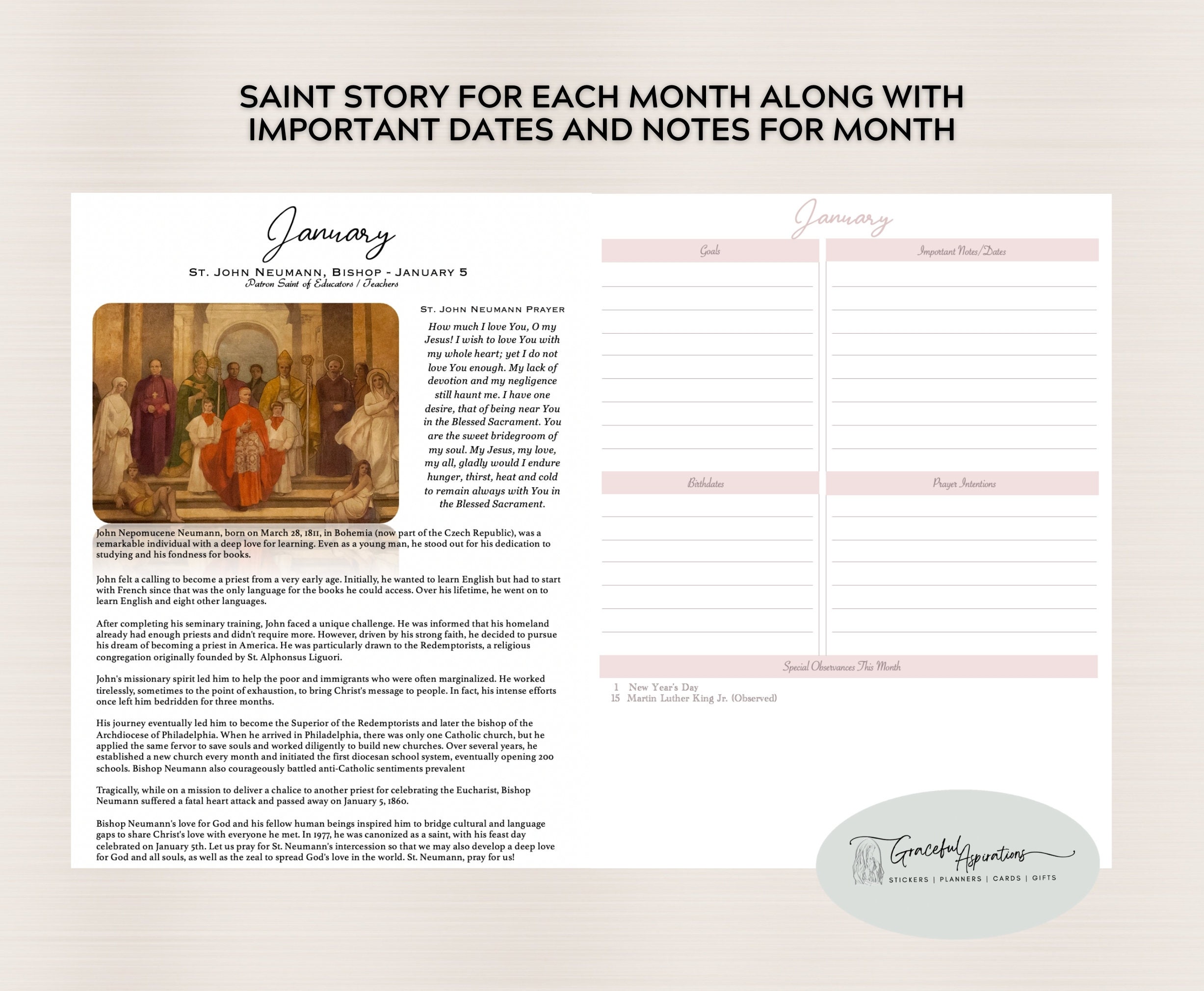 2024 Catholic Monthly Calendar Printable Catholic Monthly Planner ...