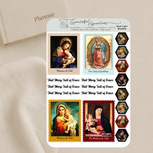 Pegatinas de sellos de Nuestra Señora del Amor: acabado mate para agendas y diarios