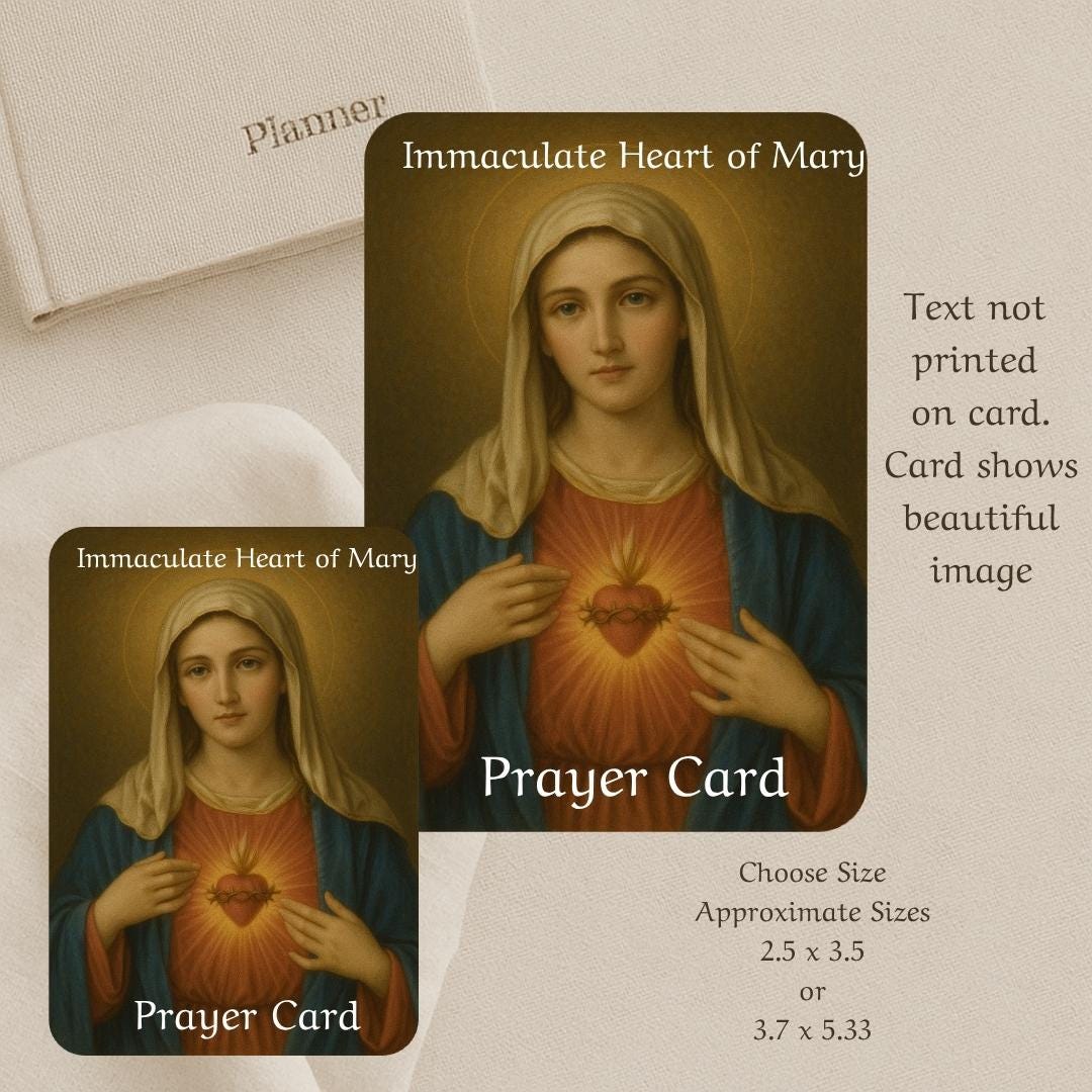 Immaculate Heart of Mary Prayer Cards (2): Laminated Catholic Holy Card ...