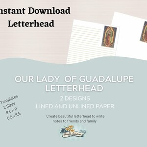STAMPABILE / DOWNLOAD IMMEDIATO - Carta intestata cattolica Nostra Signora di Guadalupe / Carta intestata professionale