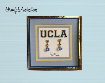 UCLA Sterling Silver & Swarovski Austrian Crystal Earrings, UCLA Graduate, UCLA Student