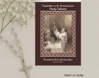 Catholic Priest Anniversary Card: Printable Ordination Gift (PDF Download 5x7in)