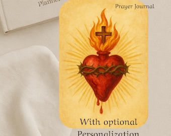Sacred Heart Prayer Journal Card, Catholic Gift with Optional Personalization