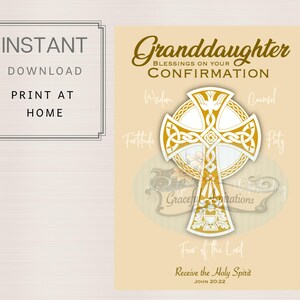 PRINTABLE | INSTANT DOWNLOAD - Confirmation Card Granddaughter - Confirmation Card - Holy Spirit