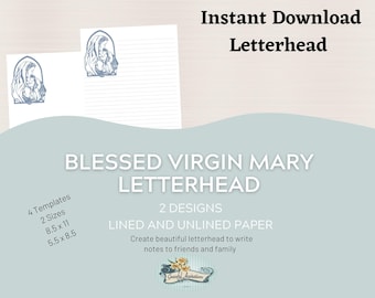 PRINTABLE | INSTANT DOWNLOAD - Catholic Letterhead | Catholic Blessed Virgin Mary Letterhead | Professional Letterhead