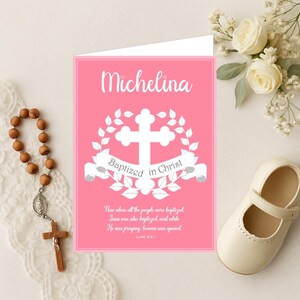 Catholic Baptism Card | Christian Baptism Card | Girl Baptism Card | Baptismal Card | Christening