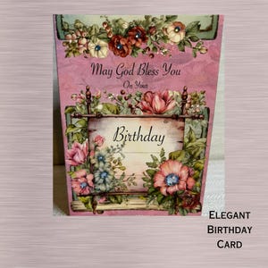 Tarjeta de cumpleaños cristiana/católica/tarjeta de cumpleaños/bonita rosa