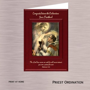 Download istantaneo STAMPABILE - PDF Scheda di ordinazione prete cattolico, PDF 5"x7" Stampa a casa