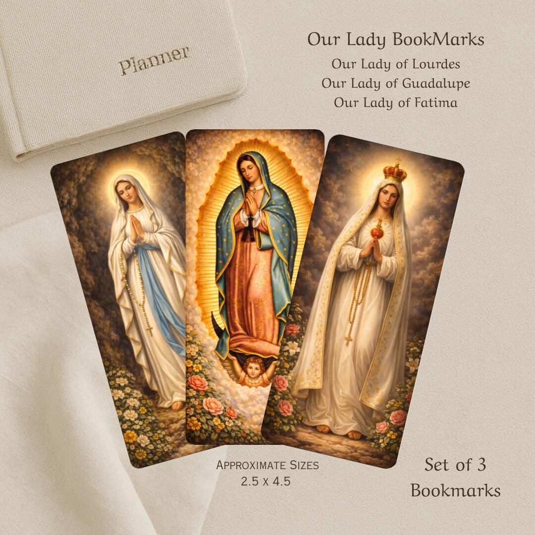 Our Lady Bookmarks • Catholic Marian Apparitions, Set of 3 - Etsy