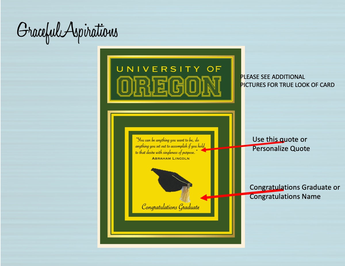 The University of Oregon Graduation Card Oregon Grad Class Etsy