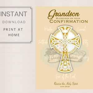 PRINTABLE | INSTANT DOWNLOAD - Confirmation Card Grandson - Confirmation Card - Holy Spirit
