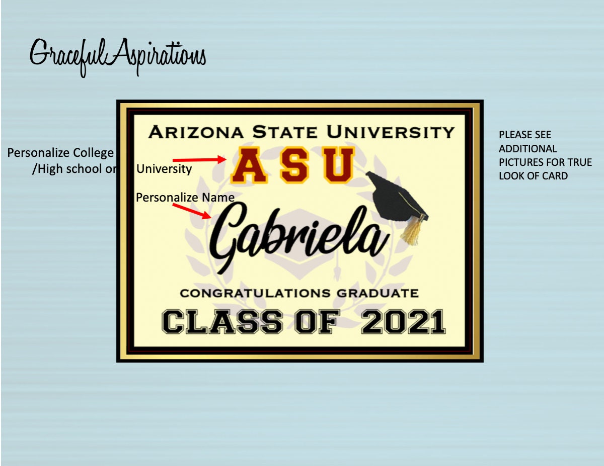 ASU Graduation Card ASU Graduation Card College Grad Class Etsy