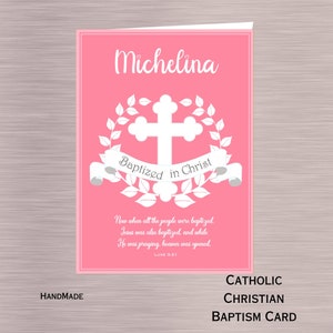 Tarjeta de bautismo católico, Tarjeta de bautismo cristiano, Tarjeta de bautismo de niña, Tarjeta bautismal, Bautizo
