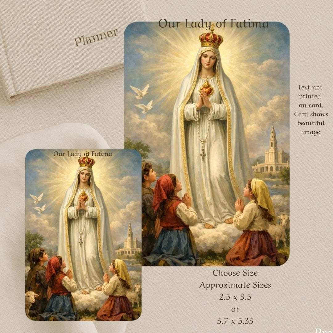 Our Lady of Fatima Prayer Card (2) | Feast Day May 13th |catholic ...