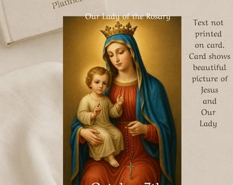 Our Lady of the Rosary Prayer Cards (2) | Catholic Devotional | Feast Day October 7 | Marian Prayer