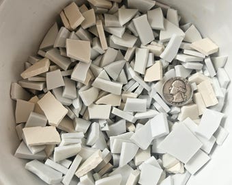 2lbs White Mosaic Tile Pieces from China Dishware