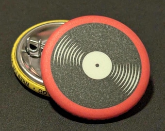 Set of 6 Pinback Buttons, Limited Edition, Vinyl Record Albums