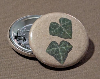 Set of 5 Pinback Buttons, One of a Kind, featuring Responsibly Harvested Botanicals