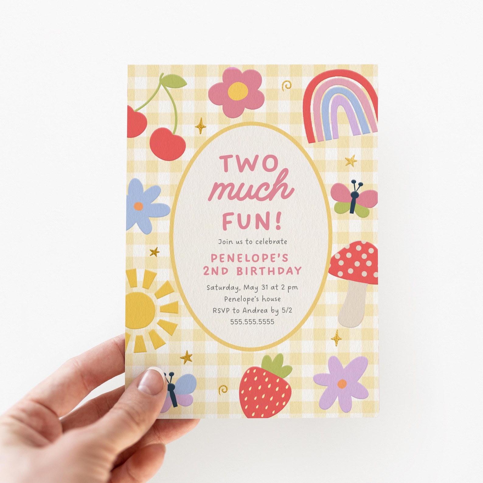2nd Birthday Invitation Girl | Two Much Fun | Whimsical, Butterfly ...