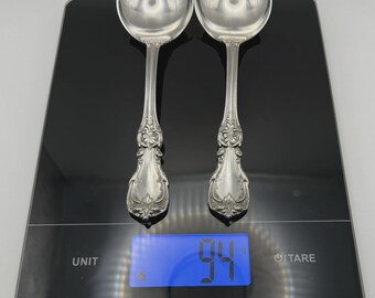 2 Reed & Barton Sterling Silver 1949 Burgundy Round Soup Spoons 95 Grams MINT
