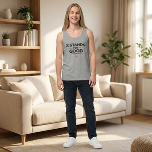 Koszulka bez rękawów „Stań za dobrem” | Koszulka motywacyjna | Koszulka z pozytywnym przesłaniem | Koszulka z życzliwością | Odzież motywacyjna | Koszulka uniseks | DRIP AVE