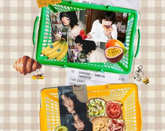 Modello per cestino della spesa con toast per la colazione / Modelli Instagram / Post per i social media / Modello Canva / Influencer