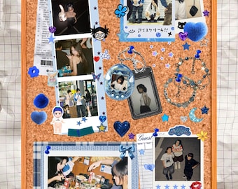 Modello di album di ritagli con bacheca blu / Modelli per Instagram / Post per social media / Modello Canva / Influencer