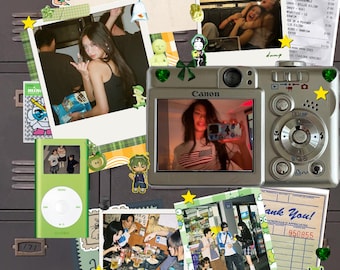 Modello individuale per armadietto per album di ritagli verde / Modelli Instagram / Post sui social media / Modello Canva / Influencer