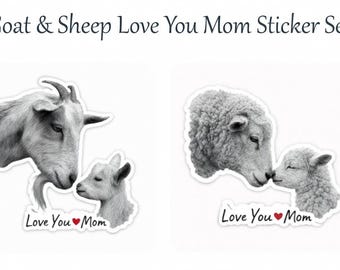 Goat Sheep Mom Sticker Set – Farm Animal Love You Mom (Digital Download)