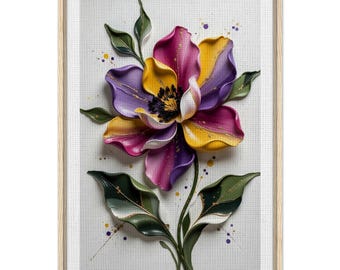 Textured Floral Canvas Art | Abstract Botanical Flower Print, Modern Decor