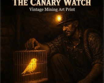 The Canary's Watch Coal Miner Heritage Framed Canvas Print, Cape Breton Mining Art