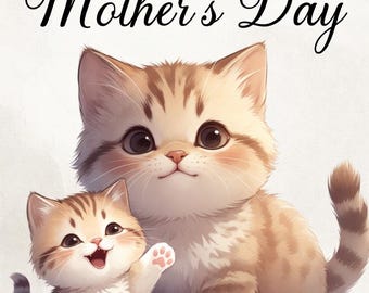 Filmik z kotkiem na Dzień Matki, kartka, naklejka, wydruk artystyczny (pobranie cyfrowe)