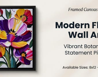 Textured Floral Canvas Art | Vibrant Abstract Flower Painting Print, Contemporary Decor