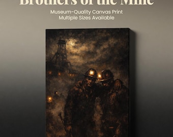 Lienzo impreso de mineros del carbón – Hermanos de la mina, decoración minera estilo pintura al óleo