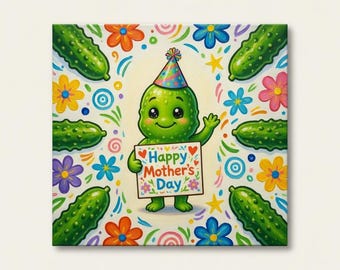 Zestaw na Dzień Matki z ogórkiem kiszonym – wideo, grafika do druku, naklejka (pobranie cyfrowe)
