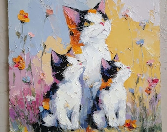 Kocięta Matki Kotki – Malarska scena kwiatowego ogrodu (do pobrania w wersji cyfrowej)