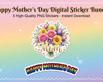 LGBTQ+ Mother's Day Sticker Bundle | Rainbow Pride Mom Printable (Digital Download)