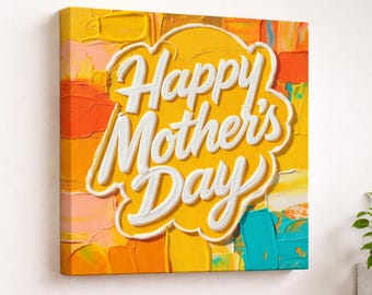 Teksturowany obraz na płótnie z okazji Dnia Matki – jasna, nowoczesna dekoracja ścienna