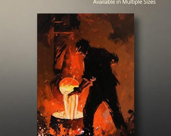 Arte en lienzo de acero de Sídney: pintura de trabajador industrial fundido, decoración de fundición.